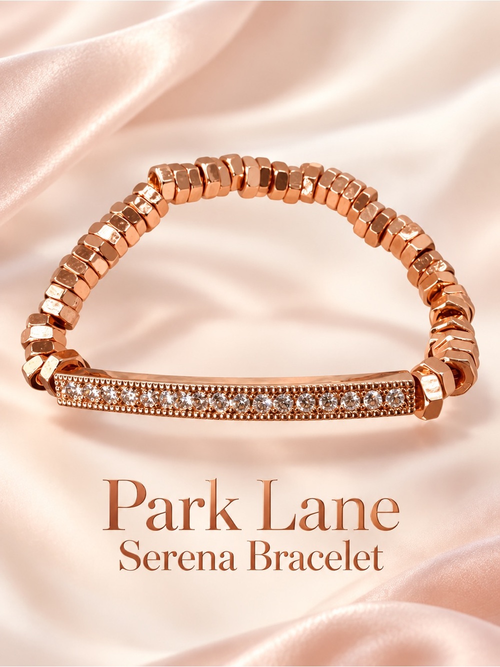 Park Lane Women Serena Rose Gold Tone Crystal Pavé Stretch Stackable Bracelet